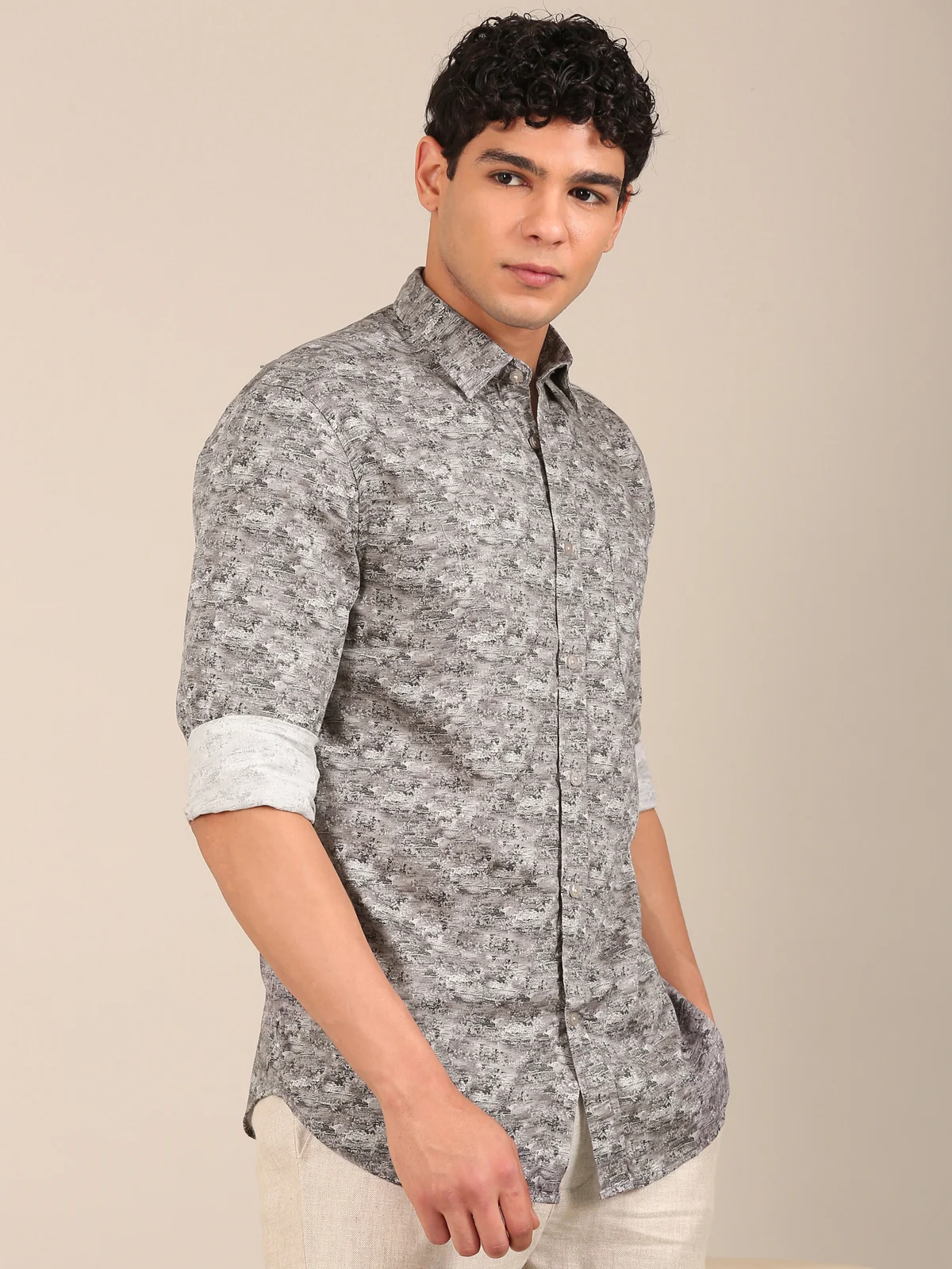slim fit printed shirt for men