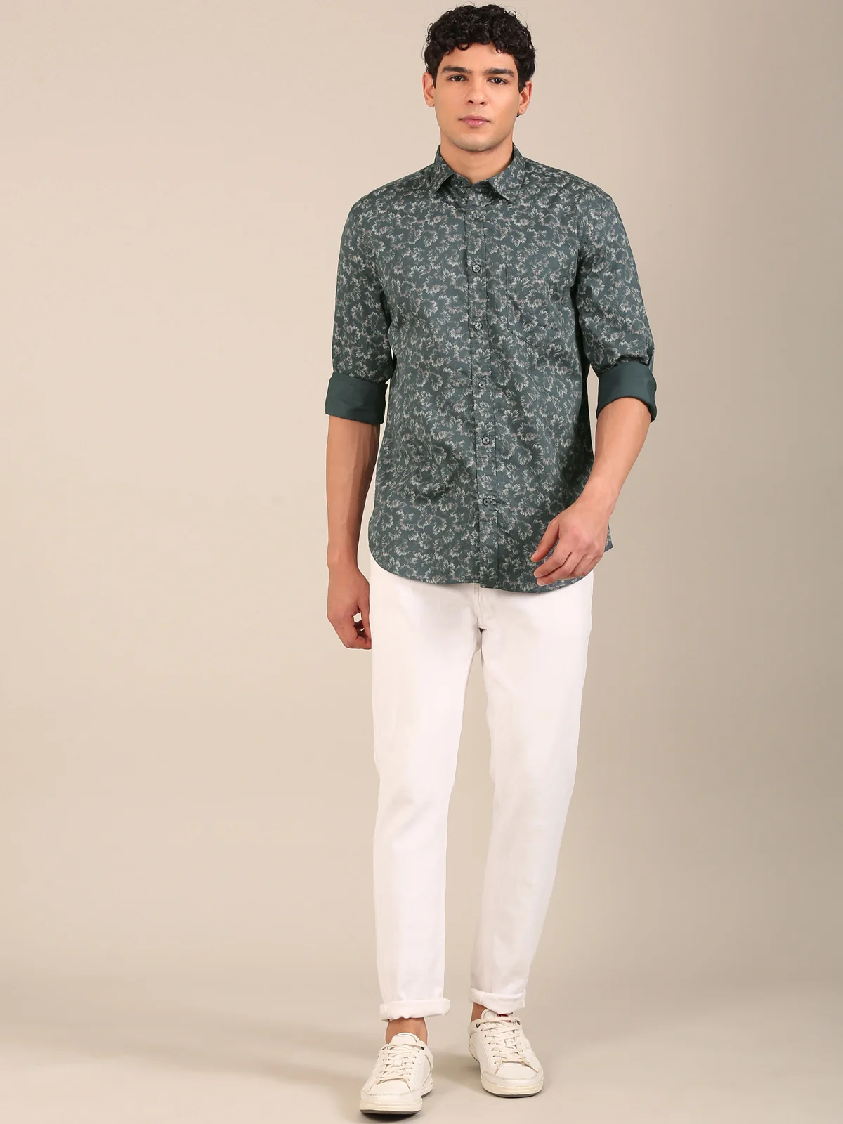 slim fit floral shirt for men